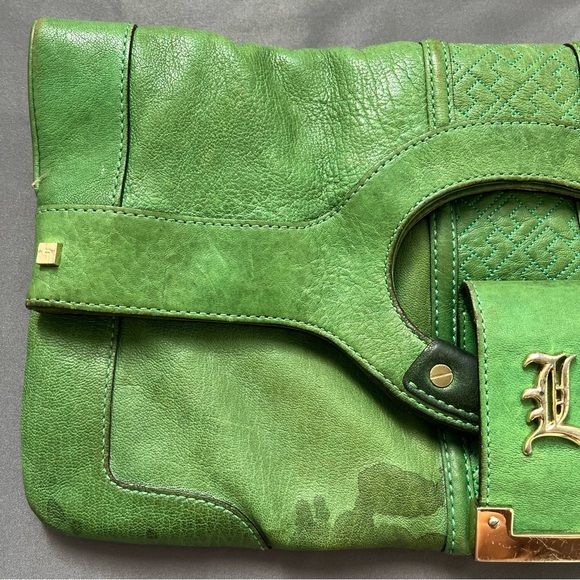 L.A.M.B. Gwen Stefani Clutch Y2K Foldable Leather Bag Stains Read Description - Picture 2 of 16
